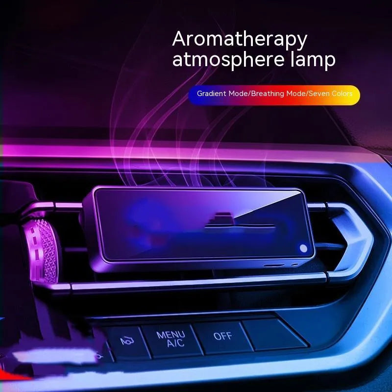 Black automobile air vent aromatherapy LED light with fragrance sticks