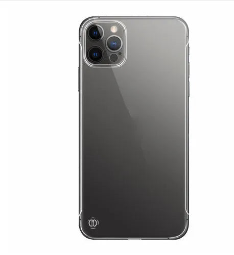 Borderless transparent anti-drop PC phone case with mirror finish and blue lanyard for Apple iPhone