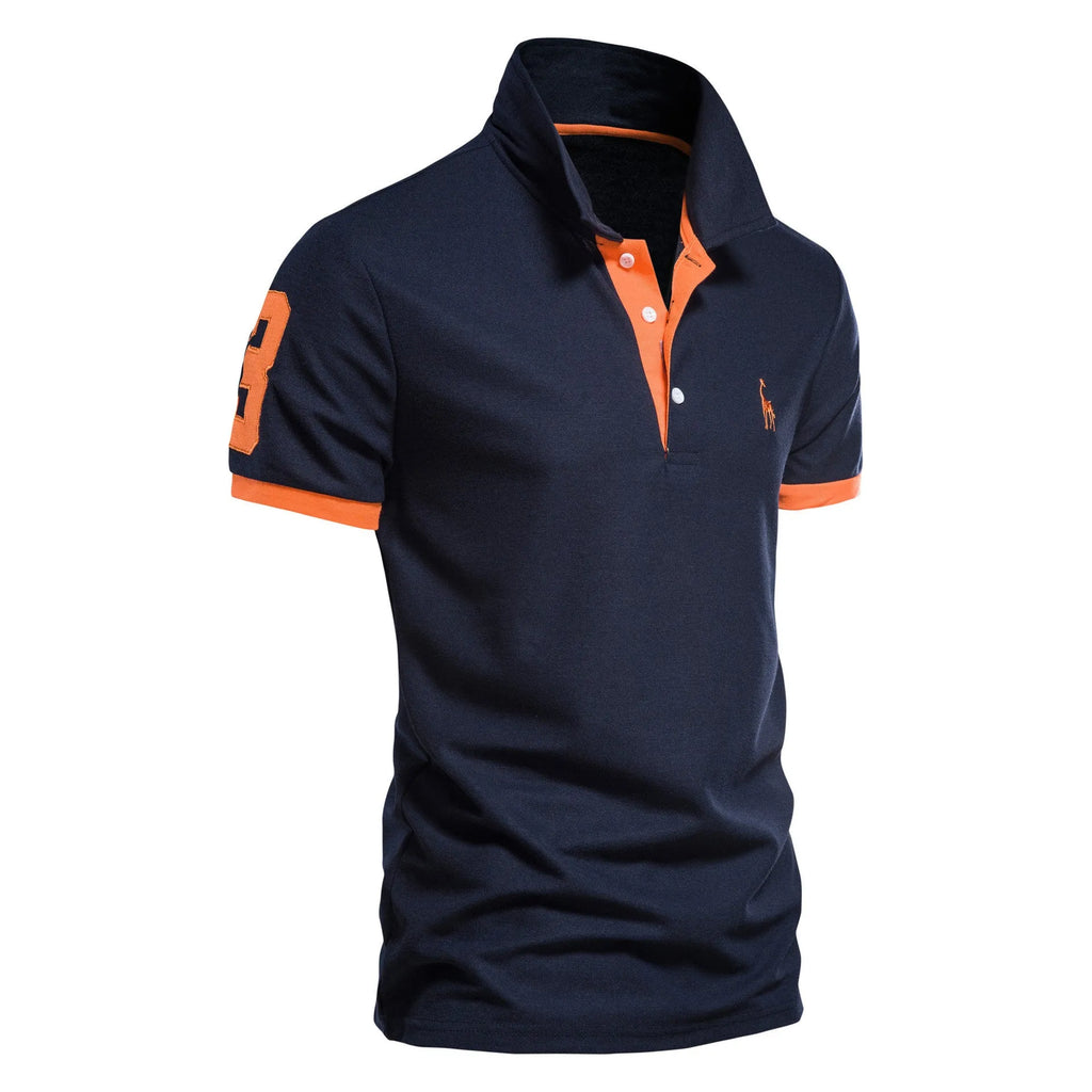 Men's slim fit short sleeve t-shirt with deer embroidery on chest, available in multiple colours.