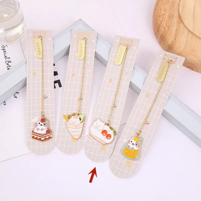 Jane Lime Foodie cute pet cat metal pendant bookmark in choice of four cartoon designs.