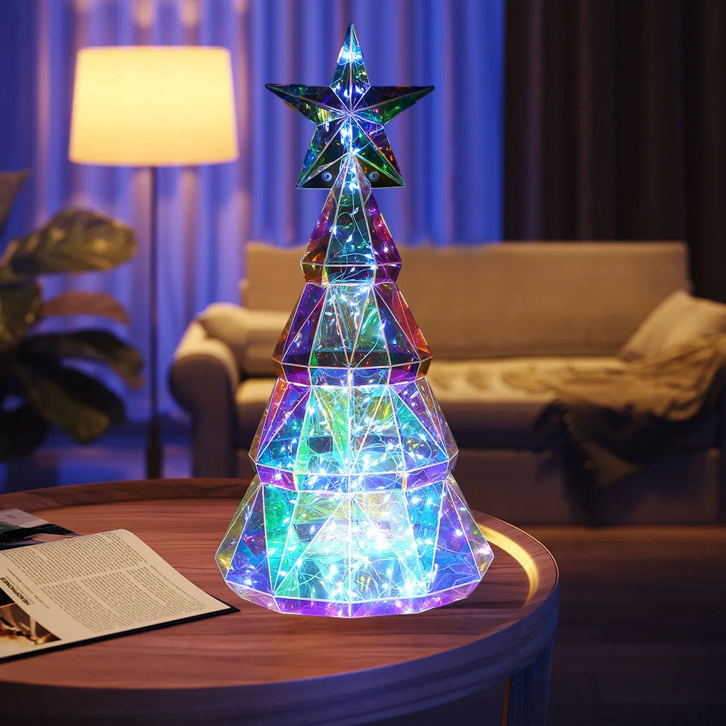 Colourful cartoon Christmas tree light ornament with PET plastic construction measuring 14.5×4.8×20cm