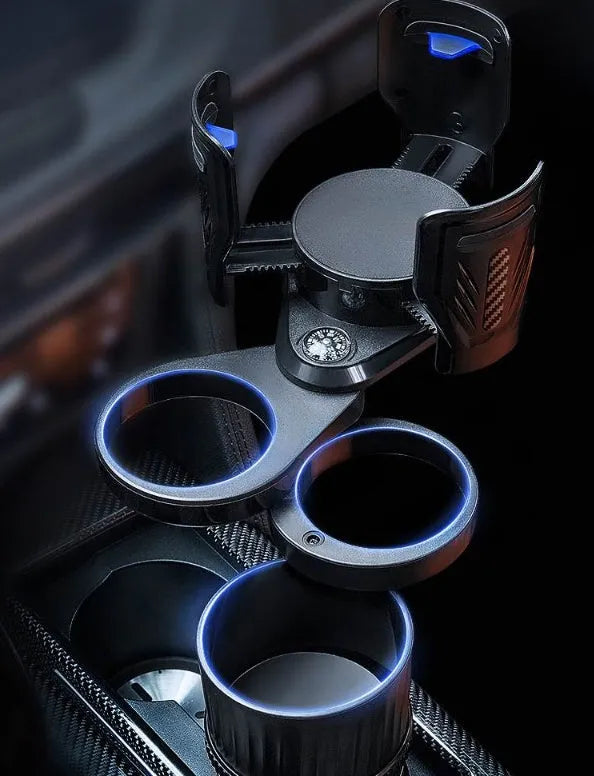 Carbon fibre black ABS car cup holder with adjustable retractable base.