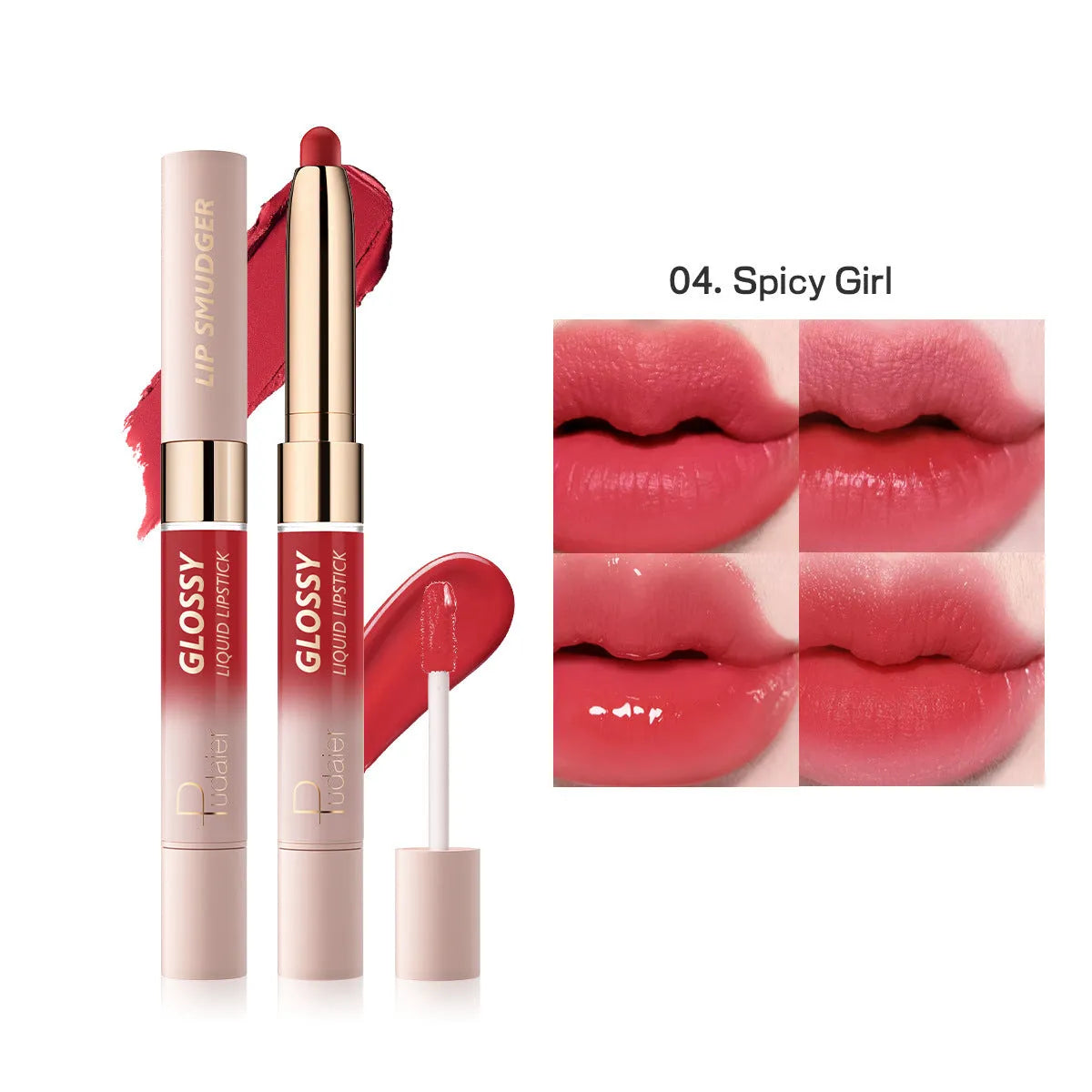Double-headed lipstick compact with matte finish in 10 colour options