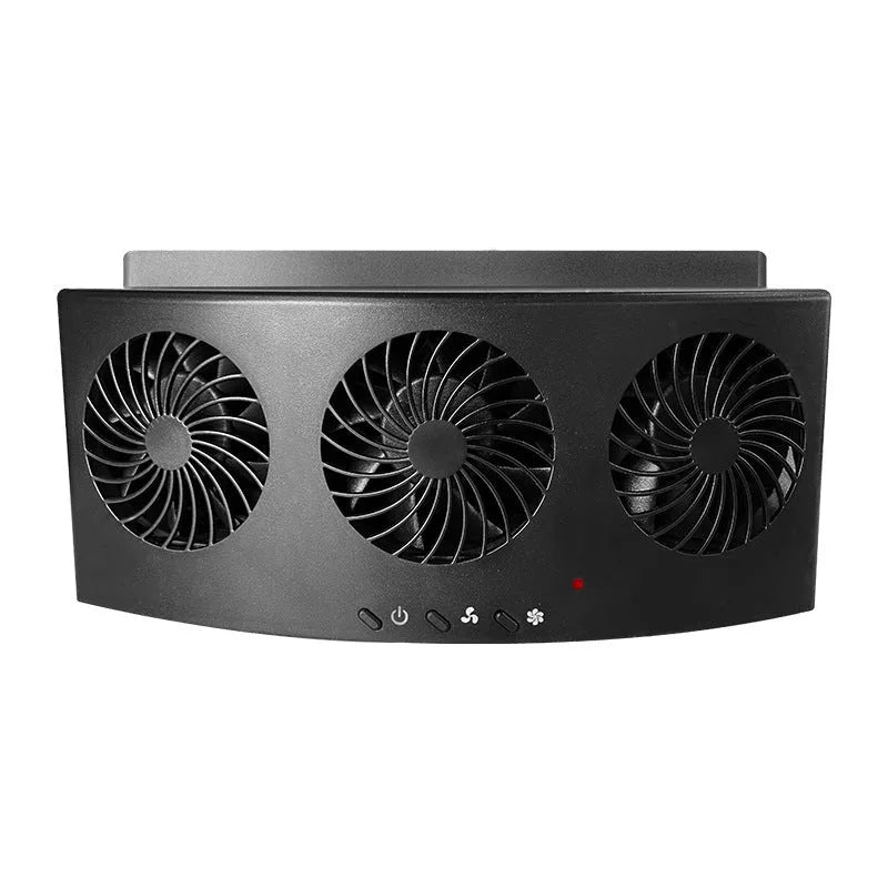 Black and white USB-powered car ventilation fan with 1.5m cable for vehicle air circulation