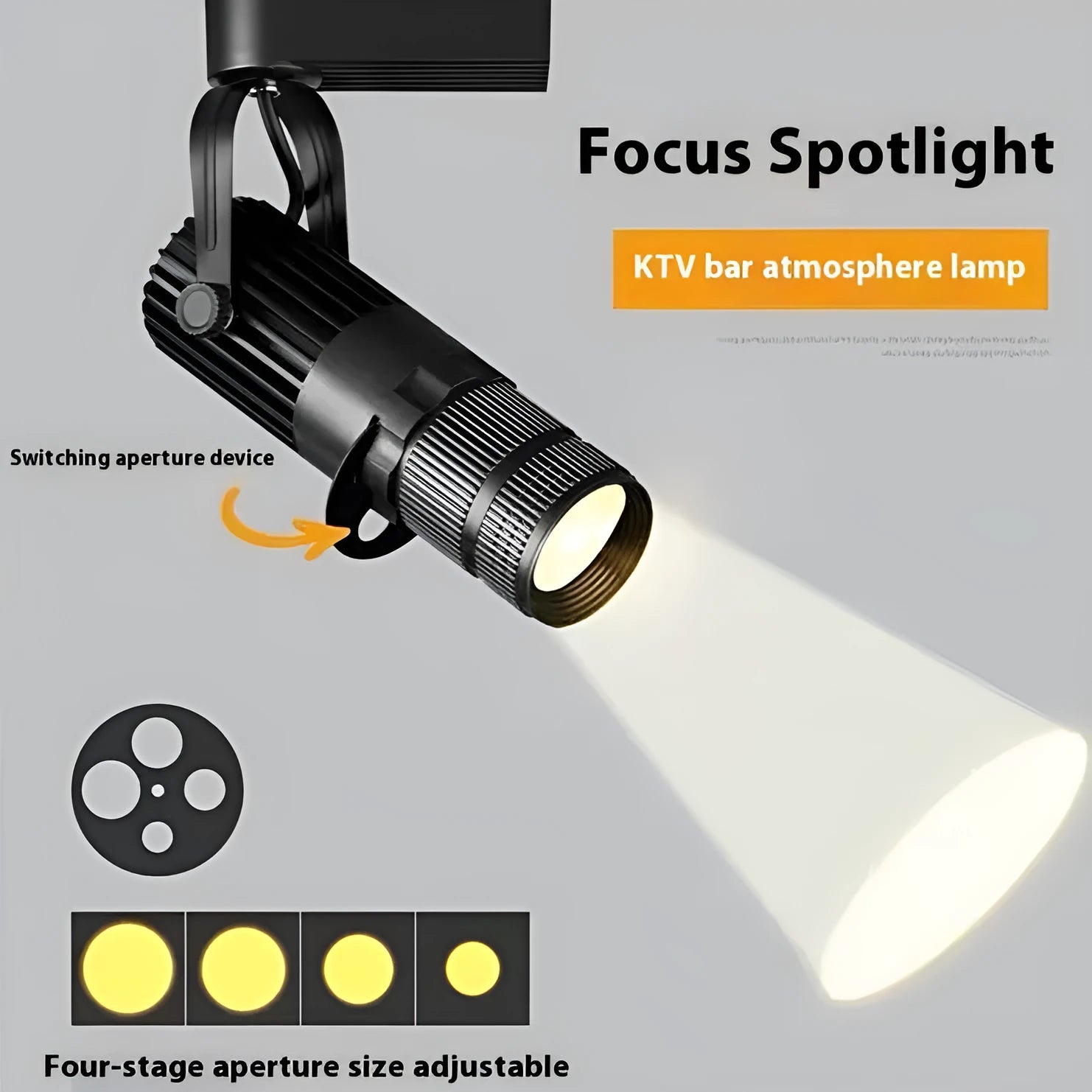 Black surface-mounted LED restaurant spotlight with aluminium shell and 20W 3000K warm light