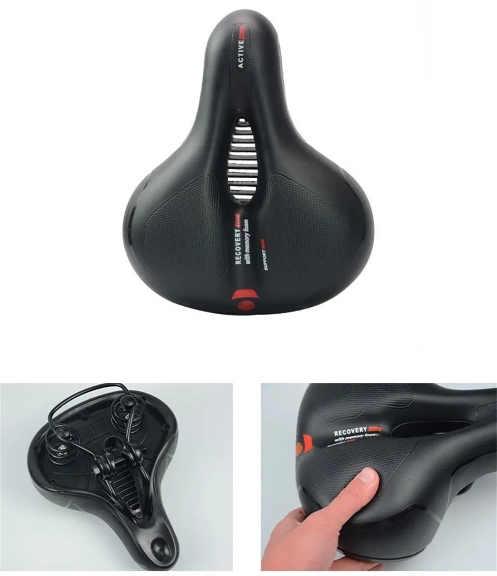 Thickened silicone bicycle saddle cushion with waterproof cover and maintenance tools
