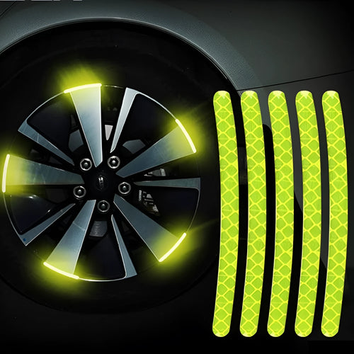 20PCs car wheel hub reflective sticker set showing arc pattern design on PVC material