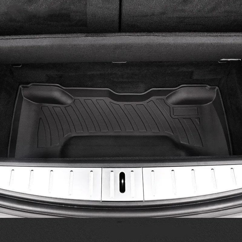 Tesla rubber car floor mat with TPE footrest section for Model 3, Y, S, and X vehicles