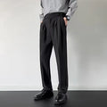 Men's straight loose fit suit trousers in apricot and black colours with Asian sizing options
