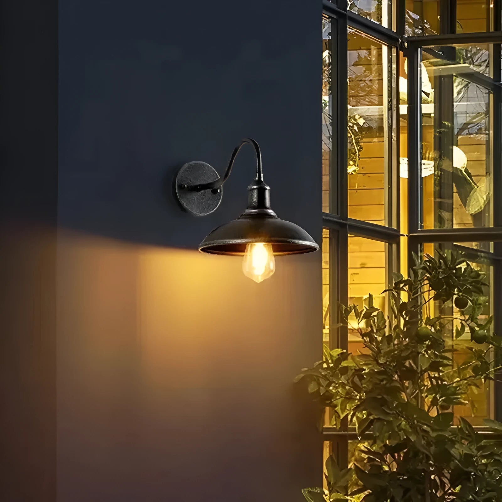 Retro villa courtyard wall lamp in copper or silver finish with bevel or right angle styling