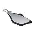 Black and orange metal mountain bike disc brake pads with an adjustment flap.