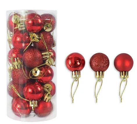 Gold, red, silver, blue, pink, purple, green, lake blue, bronze, and rose red 3cm electroplated Christmas tree baubles.