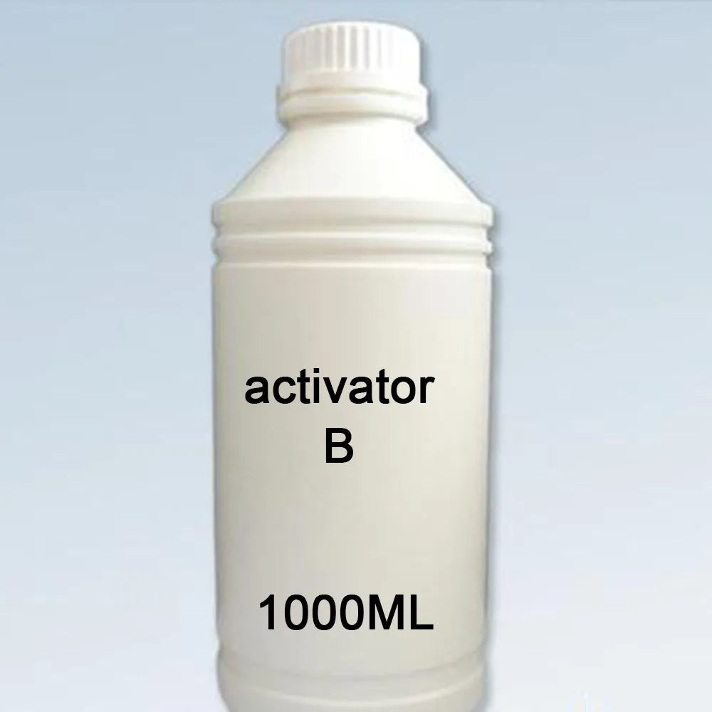 One litre bottle of eco-solvent ink activator for water transfer printing with strong tensile property