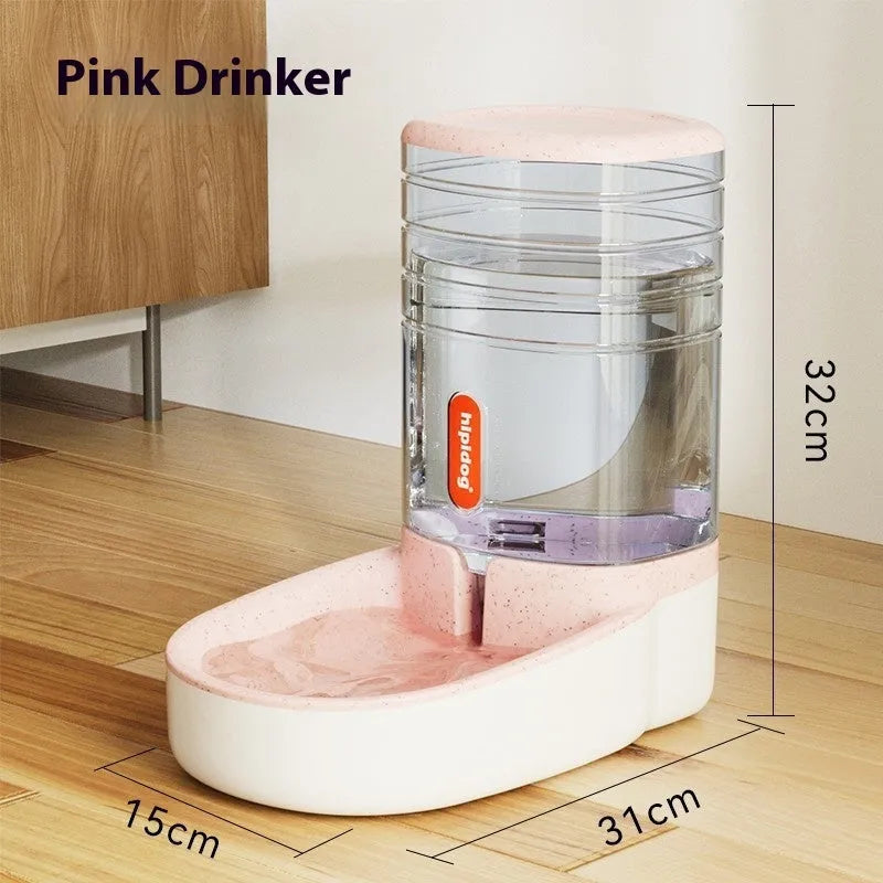 Automatic pet drinker with 3.8L capacity in blue, green, grey, or pink colour options
