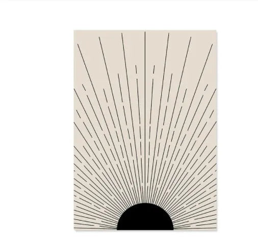 Abstract spray-painted animal design on a frameless canvas wall art piece in boho style.