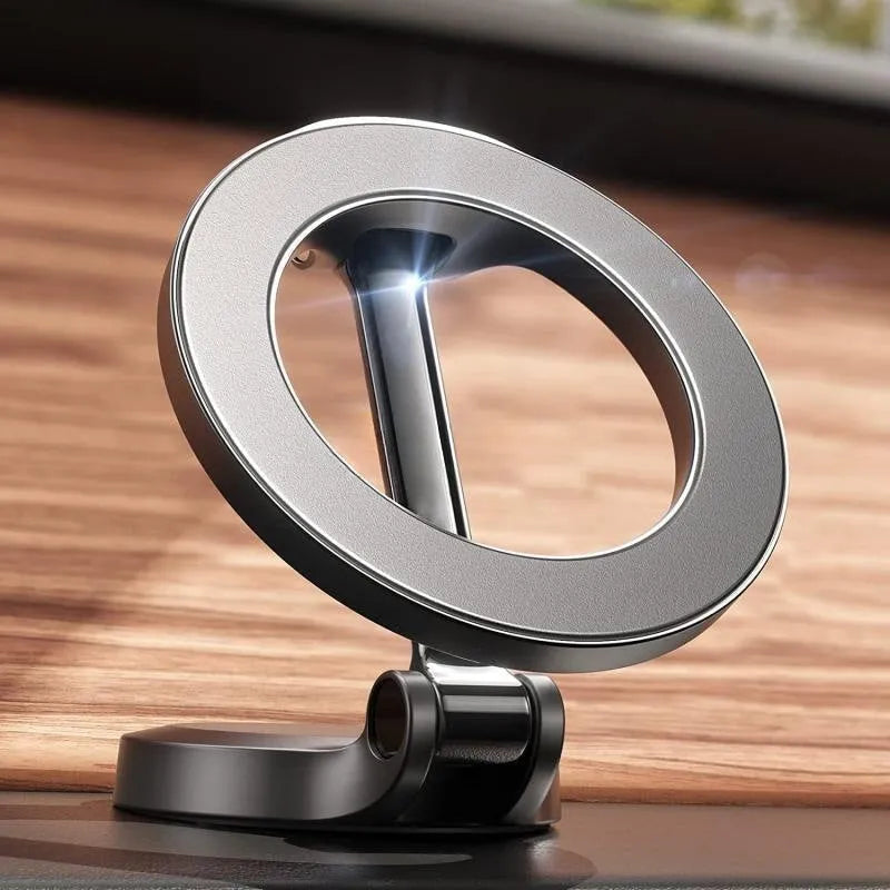 All-metal magnetic car phone mount in Qian colour with foldable dashboard holder design