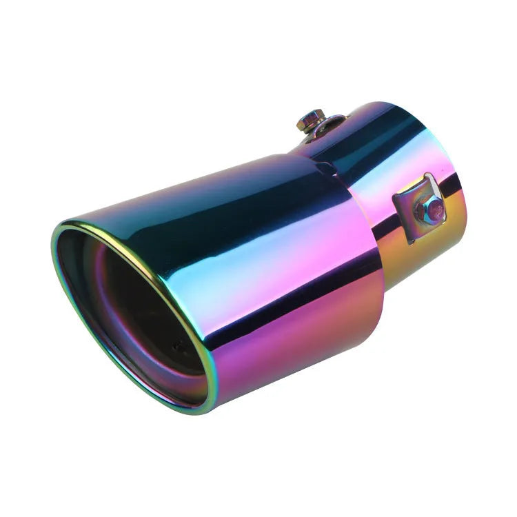 Stainless steel car exhaust tailpipe in a choice of baked blue, bright silver or colourful finish.