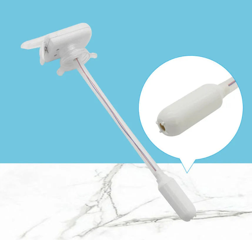 Electric pumping water device with blue press handle and long silicone straw for transferring milk and juice.