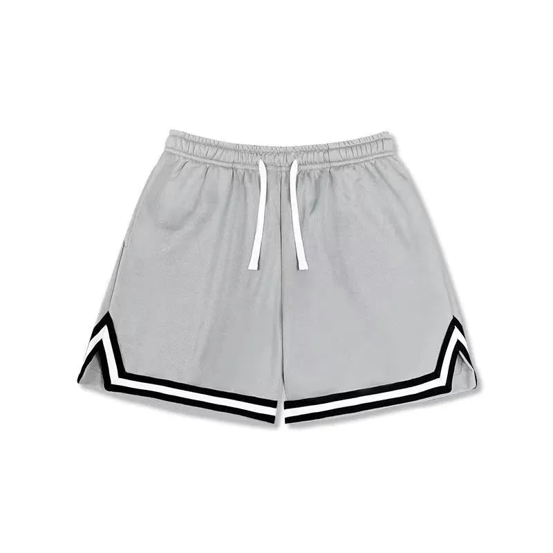 Men's polyester sports shorts in loose fit design available in multiple colours including black, white and blue shades