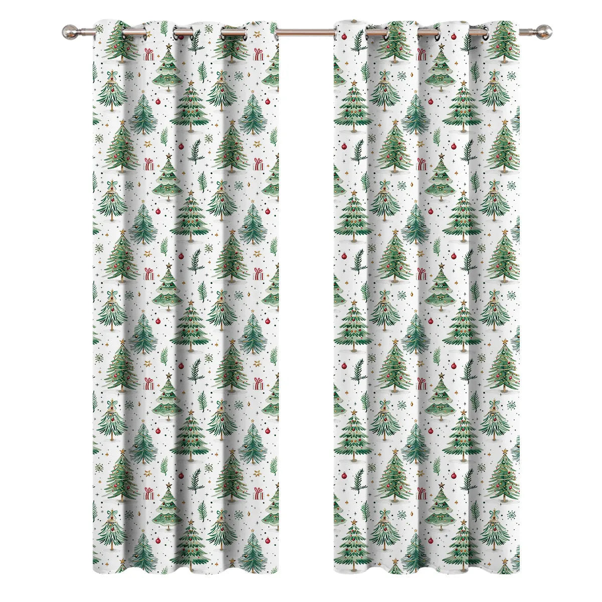 Christmas Forest punching curtain with decorative cut-out pattern on polyester fabric