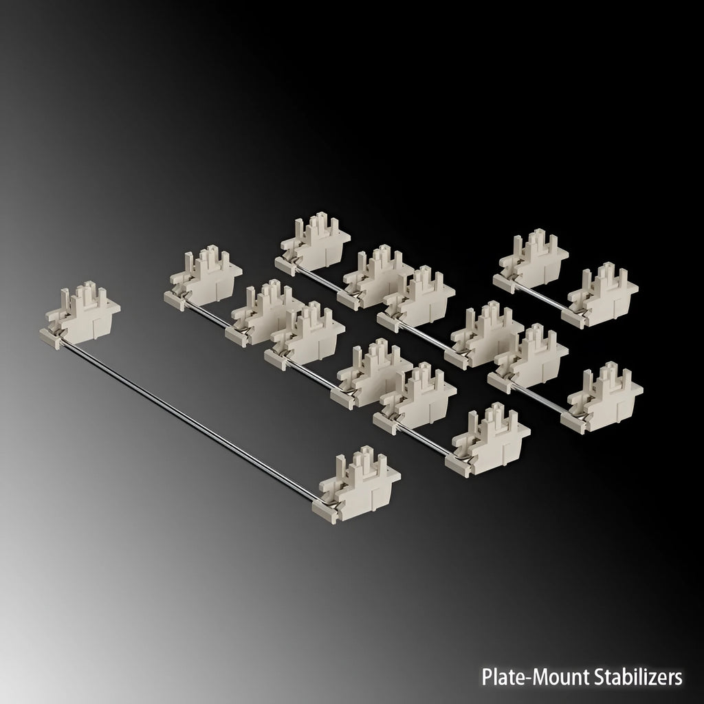 Black and milky white keyboard stabiliser satellite axes for 6.25U and 7U spacebar sizes