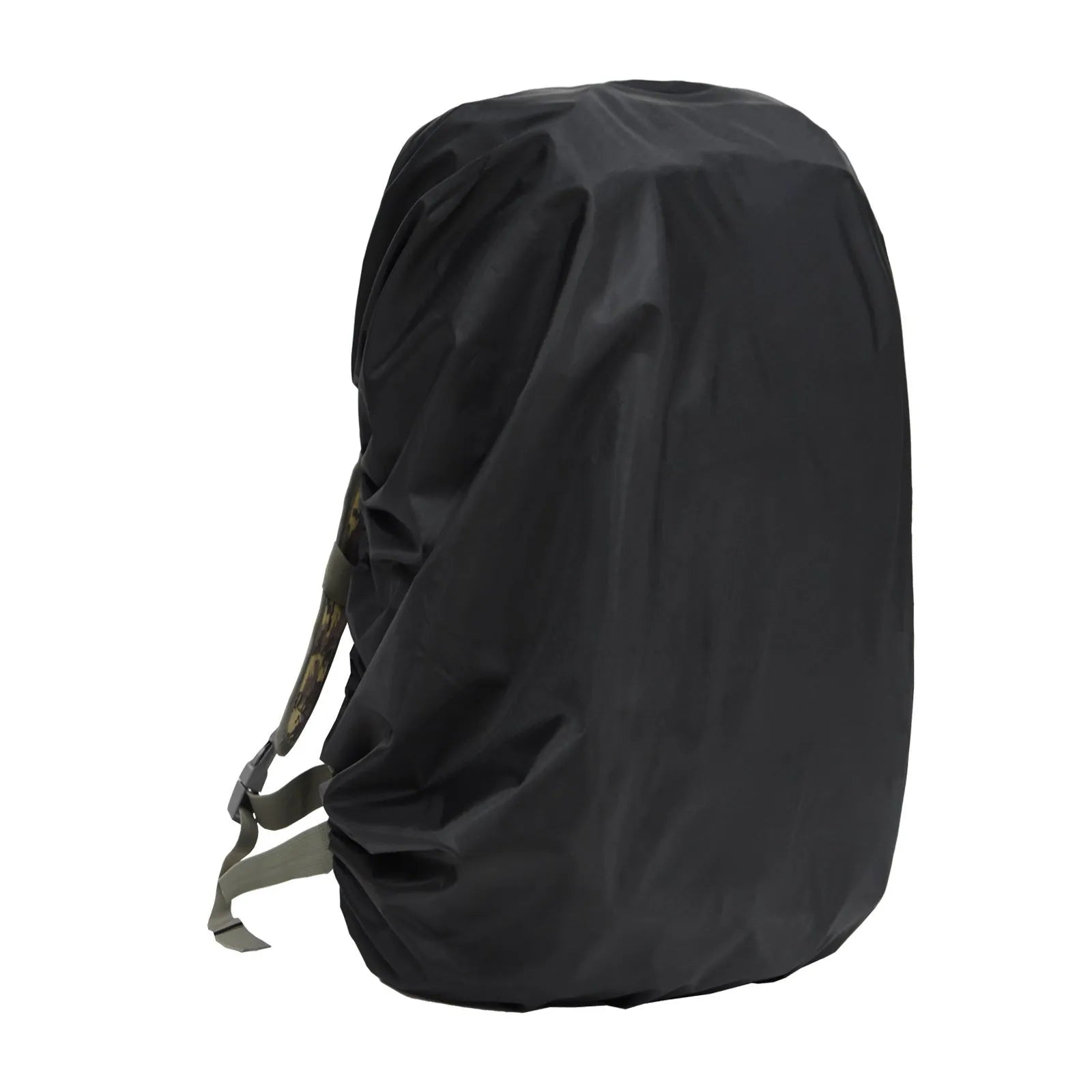 A backpack rain cover made from waterproof PU material, shown in army green, suitable for 80 litre packs.