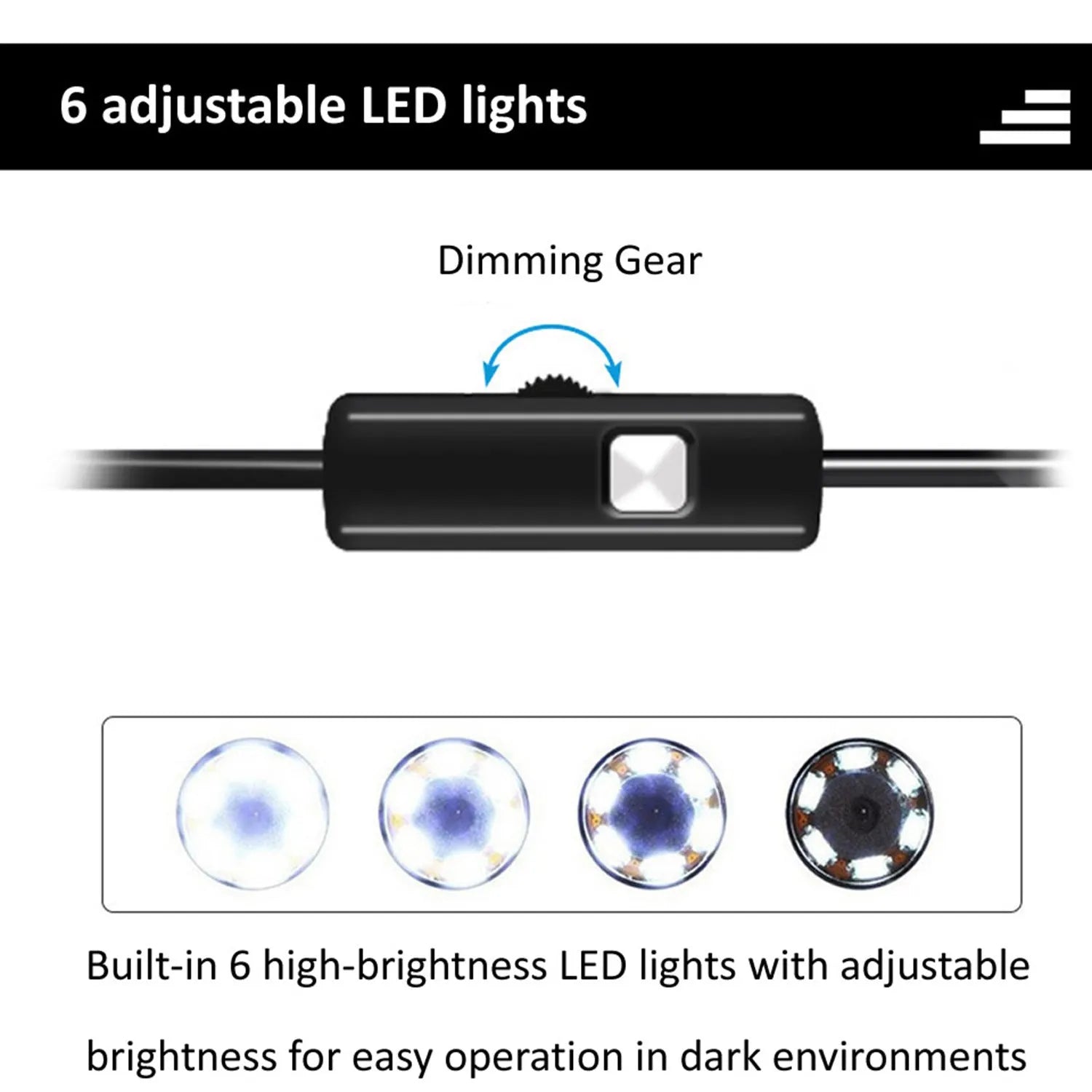 Android mobile phone endoscope with IP67 waterproof rating, flexible cable, and side mirror, hook, and magnet accessories