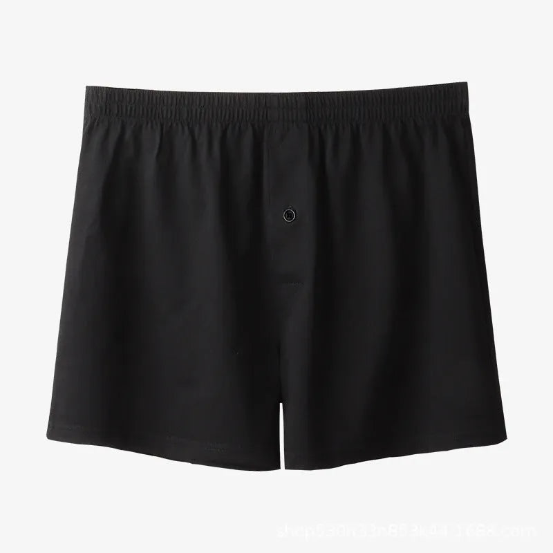 Men's high waist cotton boxer shorts in light grey, dark blue, and black colours.