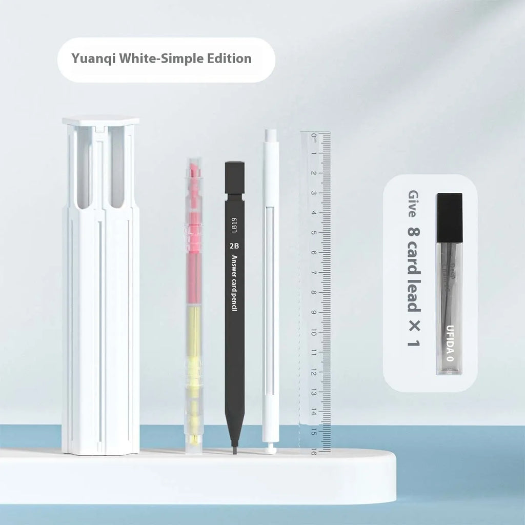 Six pens pencil case kit with pressing pen in plastic construction