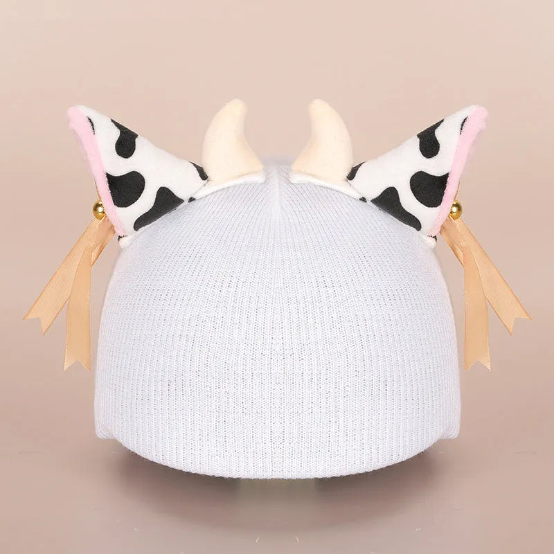 Plush fabric cartoon character helmet cover and matching hat cover set for costumes.