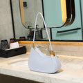 Retro oval women's underarm bag in PU leather with single shoulder strap shown in multiple colour options