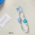 Beaded flower mobile phone lanyard with colourful plastic resin beads on adjustable rope