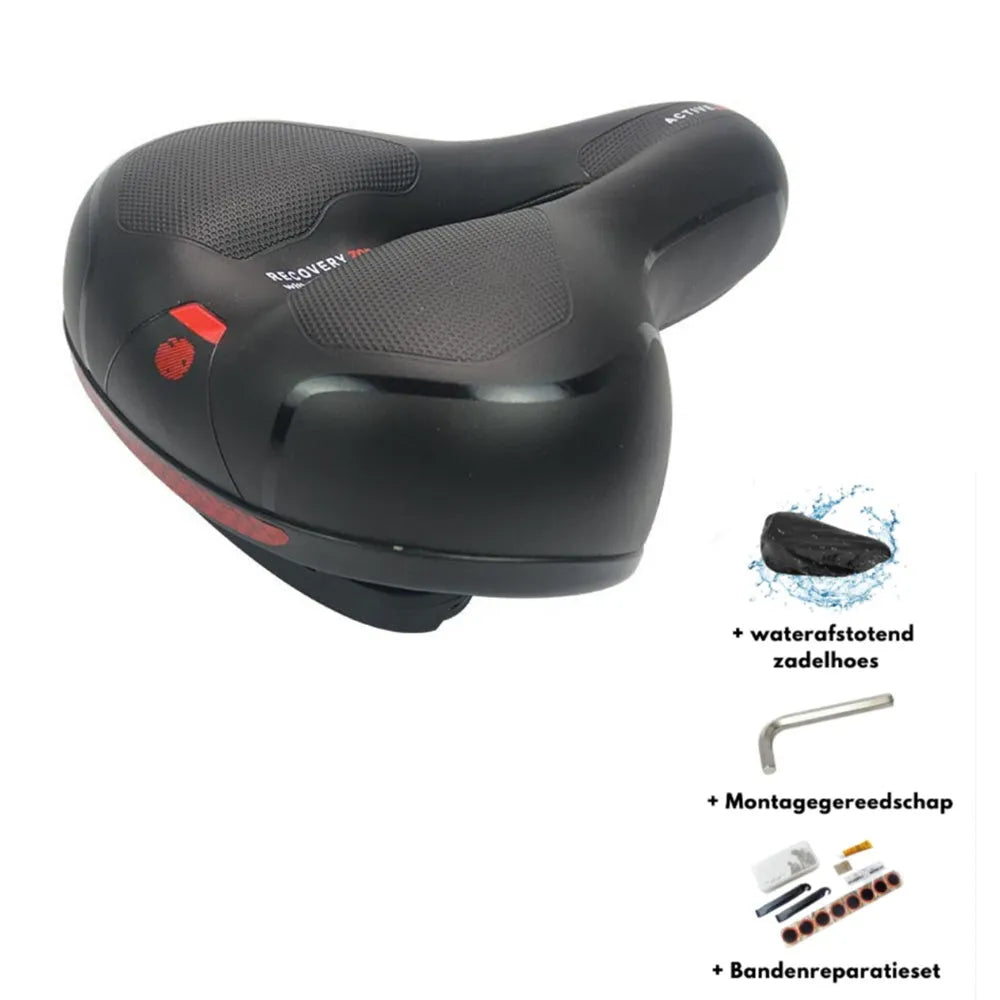 Thickened silicone bicycle saddle cushion with waterproof cover and maintenance tools