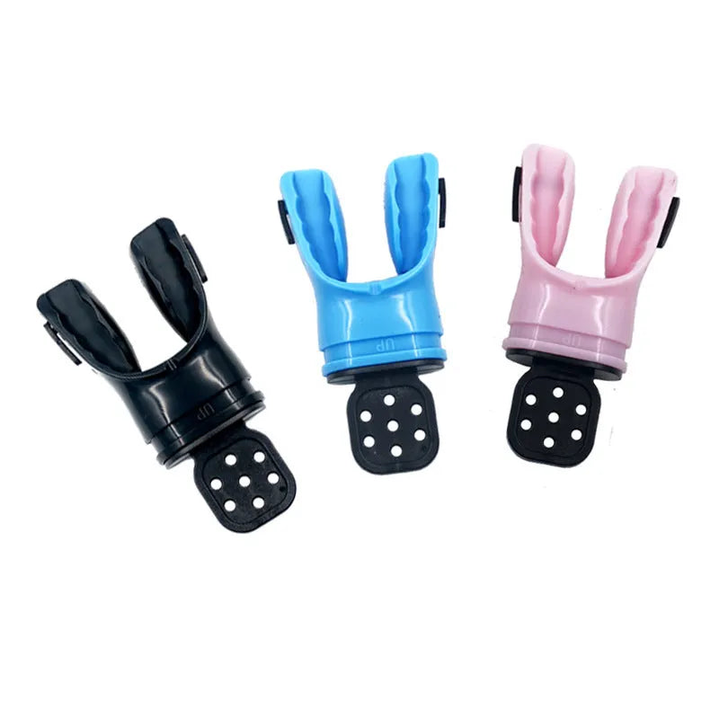 Edible silicone diving mouthpiece, 110mm long, shown in various colours including transparent and solid options.