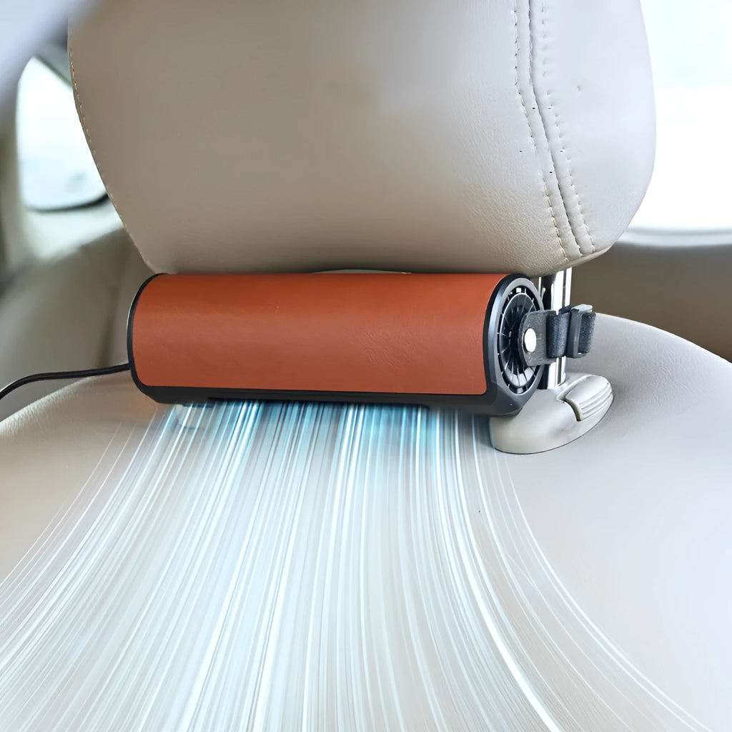 USB plug car mounted rear seat fan with 1.5 metre cable in black colour