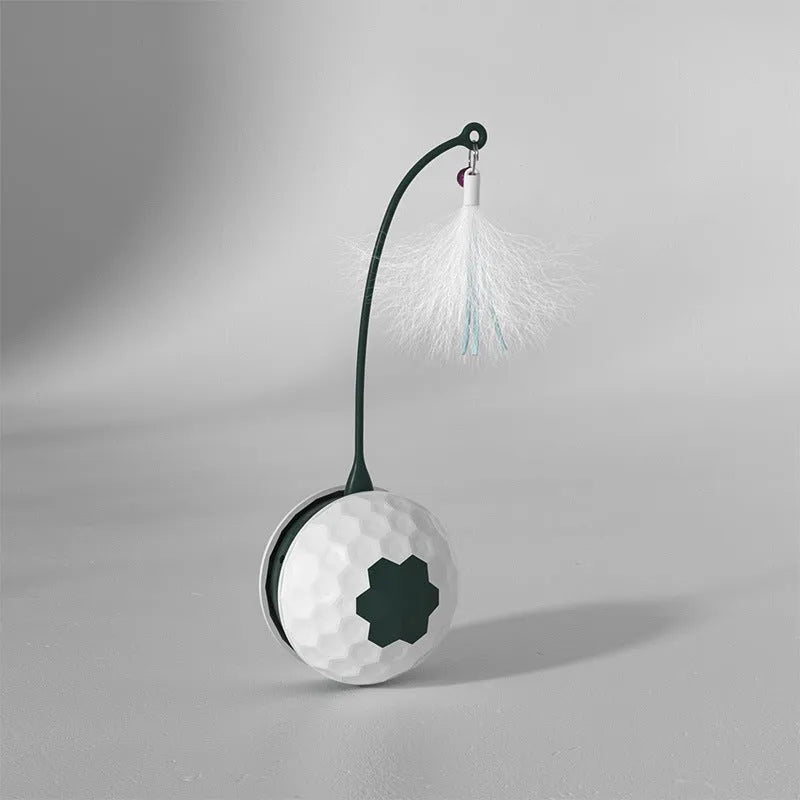 Electric cat toy with USB charging, pendulum ball, plastic body, red colour option