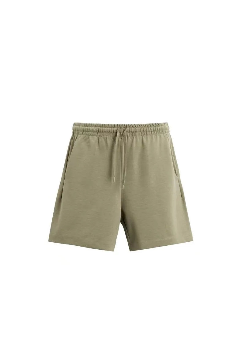 Loose-fitting short sleeve shirt and matching shorts lounge set in blue with double-sided texture