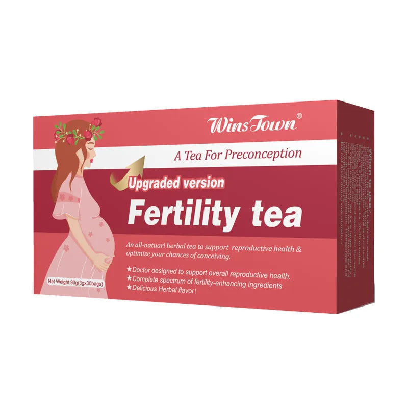 Box of fertility health tea containing 330 individual bags packaged as 3 units of 30 bags
