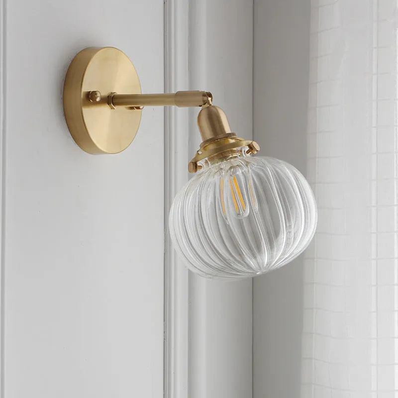 Transparent glass wall lamp with water ripple or blue shade for living room or bedroom