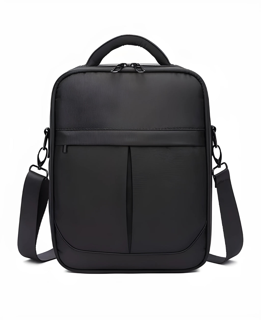 Black Oxford fabric messenger bag for men with shoulder strap