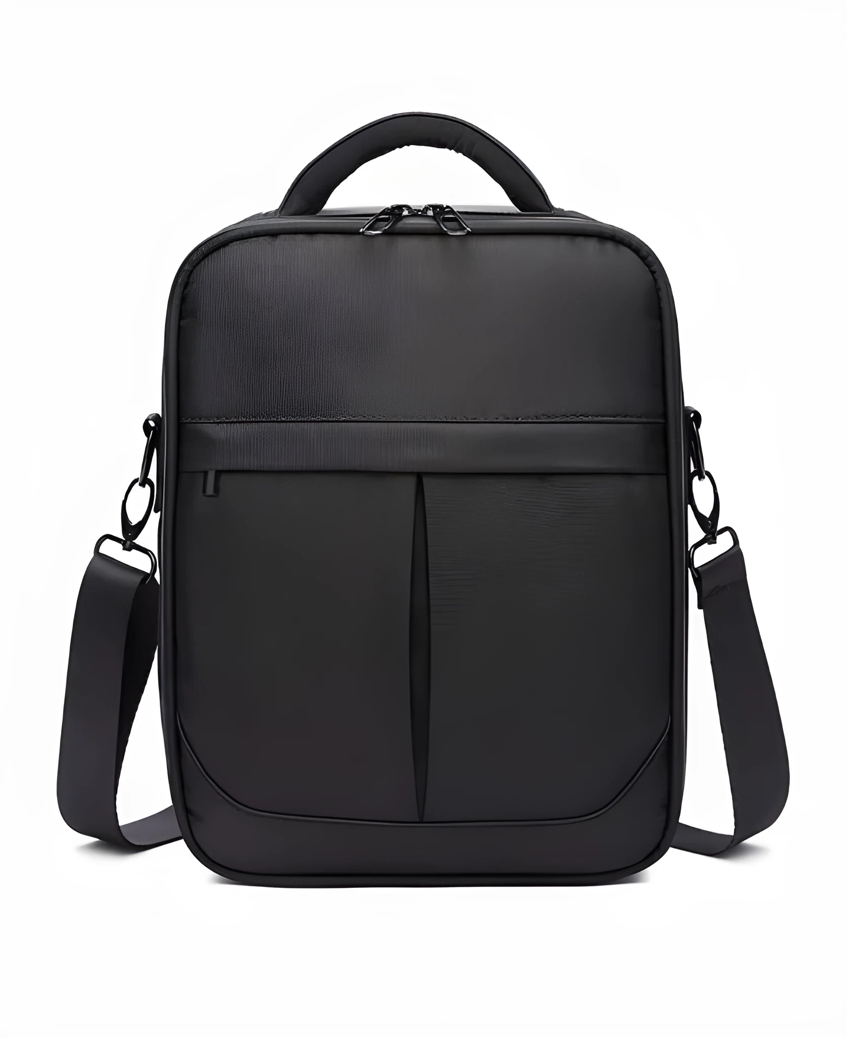 Black Oxford fabric messenger bag for men with shoulder strap