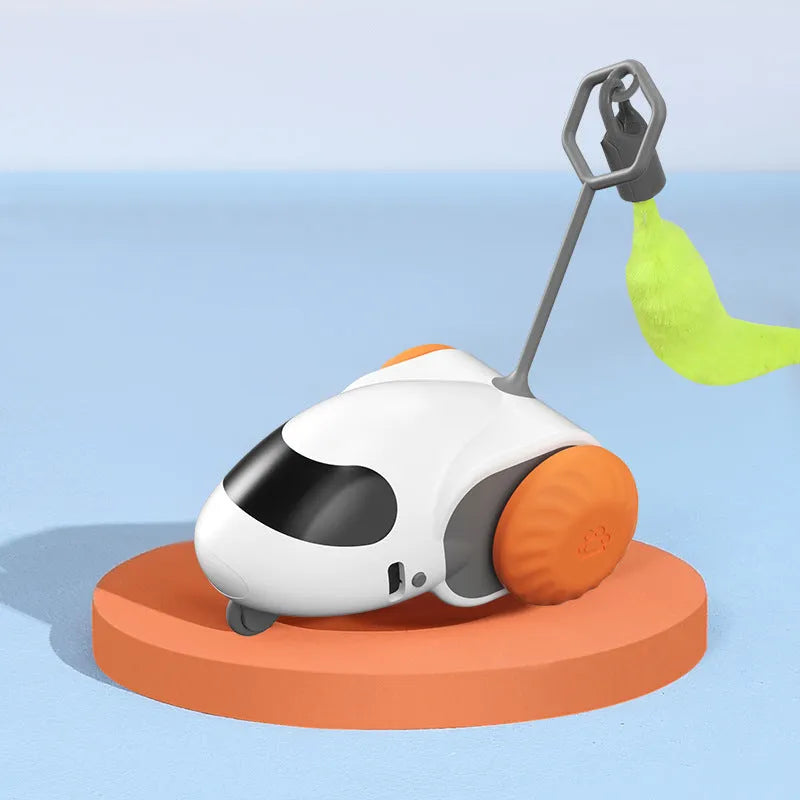 Light grey blue electric cat toy car with gravity sensor and Type-C charging port