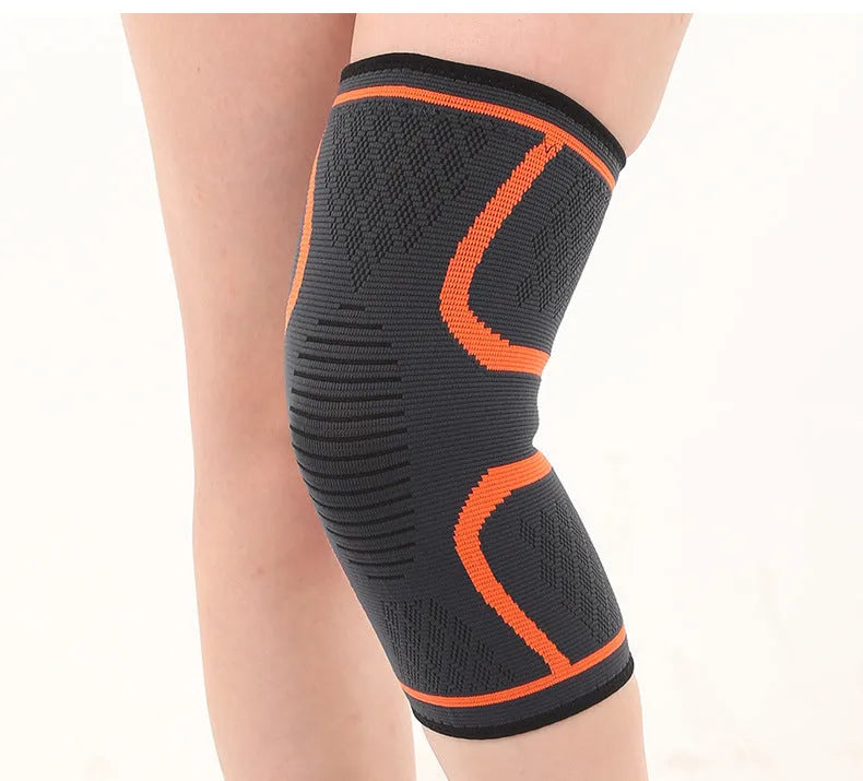Black double corrugated non-slip stretch knee pad for sports protection.