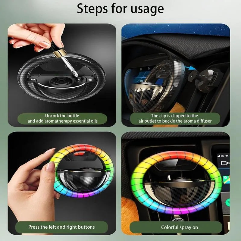Black aromatherapy phantom LED rhythm lamp with circular perfume seat and USB-C charging port