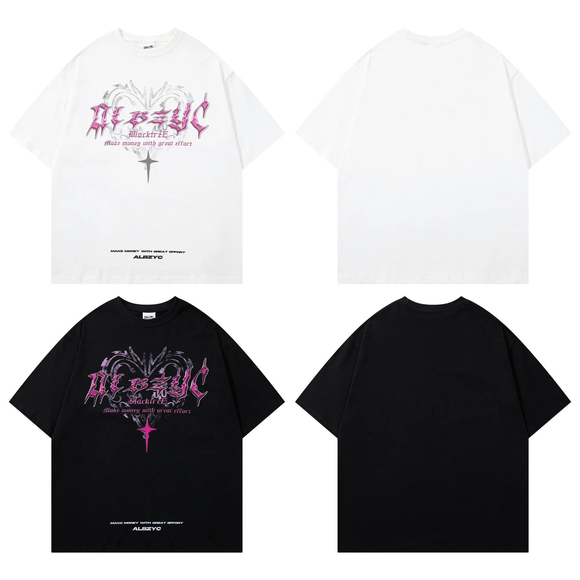 Men's black cotton t-shirt with retro printed design showing loose fit and short sleeves