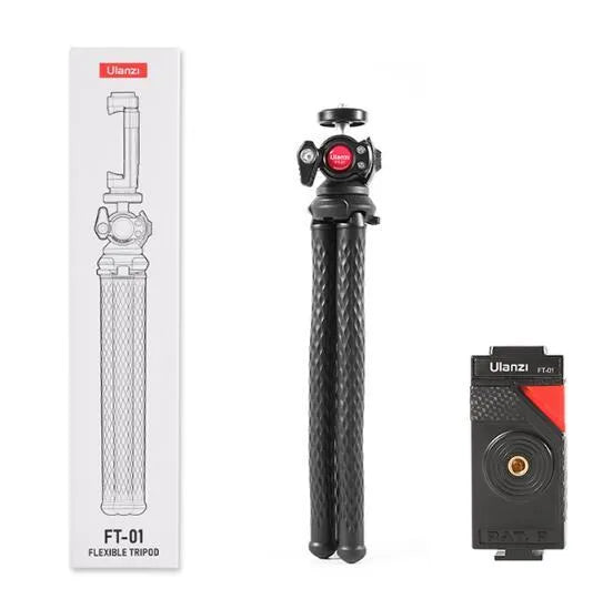 Black octopus leg mobile phone tripod with clip extended to 360mm length