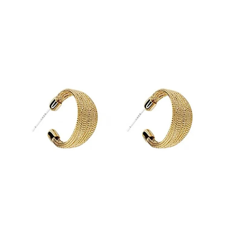 Simple geometric bracelet earrings with clip and stud backs in silver or gold colour.