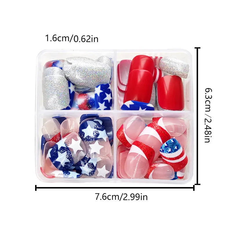 American flag star nail art stickers in red white blue Independence Day colours with XINGX pattern design