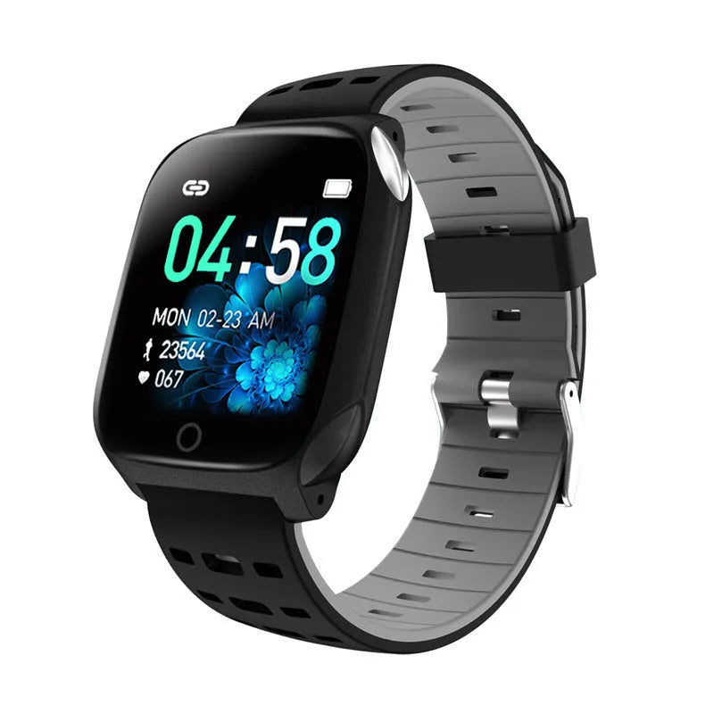 F16 smart watch with ECG monitor for blood pressure and heart rate tracking on wrist