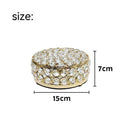 French gold metal jewelry box with transparent crystal glass lid for visible storage